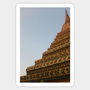 Second unusual low angle view of a Buddha stupa against clear sky. Sticker